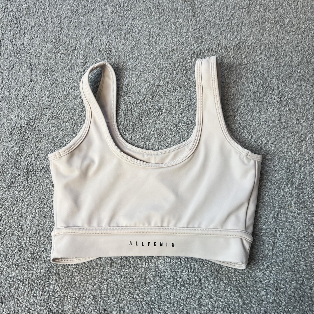 ALLFENIX Sports‎ Bra Womens XS White Scoop Neck Longline Athletic Yoga Gym - Picture 11 of 13